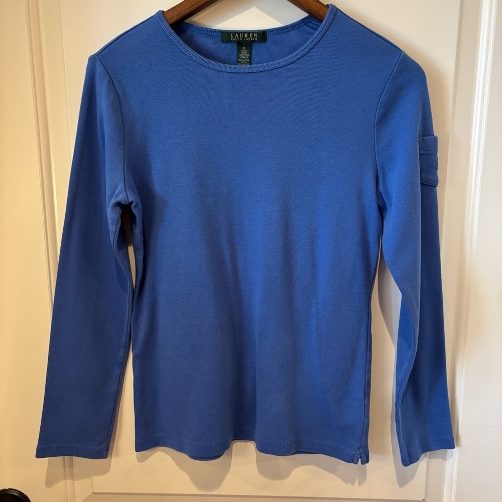 Lauren Ralph Lauren Blue Cotton Long Sleeve Shirt Sz M